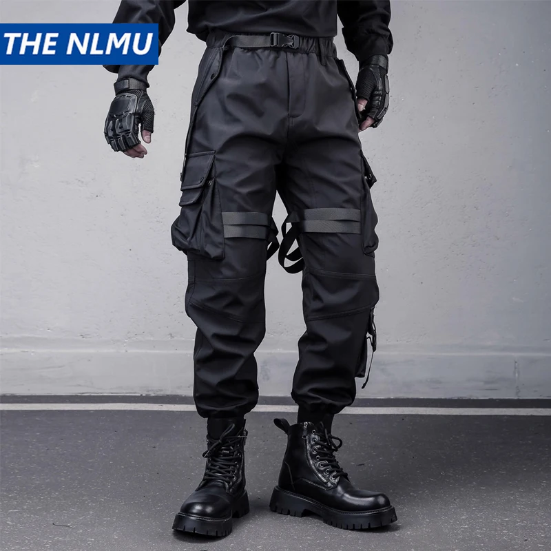 

Тактические брюки, новинка 2025, уличная одежда, бегуны с множеством карманов, мужские черные рабочие брюки, повседневные брюки с эластичной резинкой на талии
