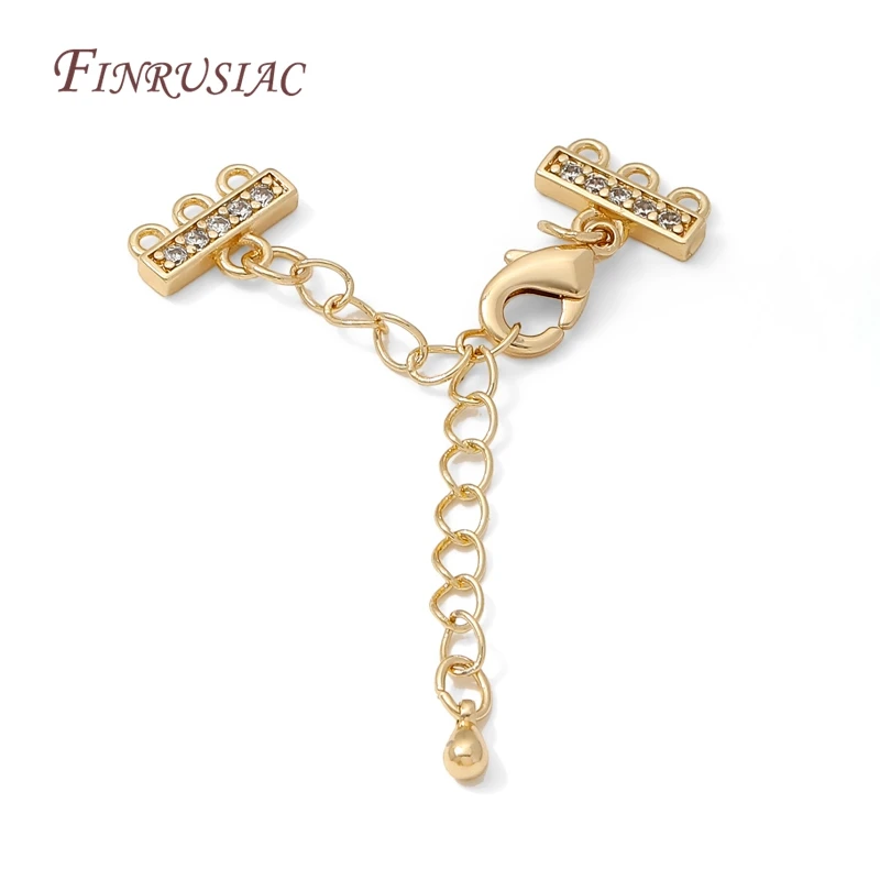 Extension de chaînes en laiton plaqué or 18 carats pour bijoux, accessoires de fabrication de colliers de perles à 2 à 5 rangées, connecteur de chaîne pour bijoux