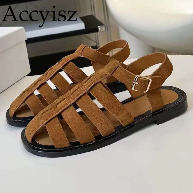 

Summer New Flat Solid Color Back Strap Sandals Women's Simple Hollow Out Casual Sandals Outdoor Beach Lightweight Shoes 2024