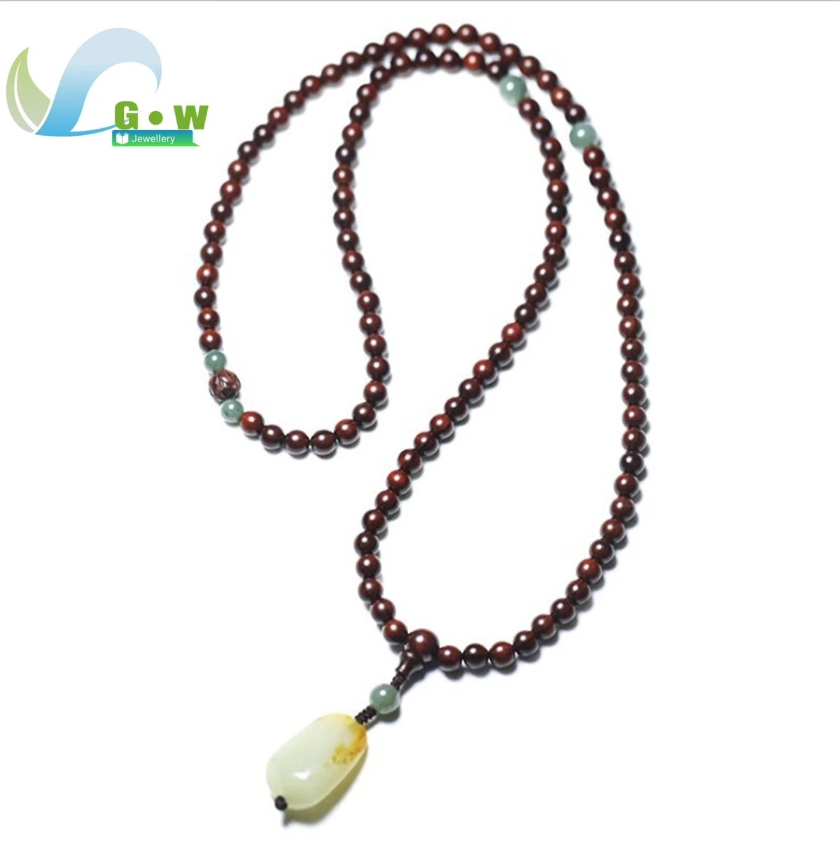 Natural Indian Small Leaf Red Sandalwood Bracelet 108 Buddhist Beads Antique Woven Jewelry Men Women's Bangle Hotan Jade Pendant