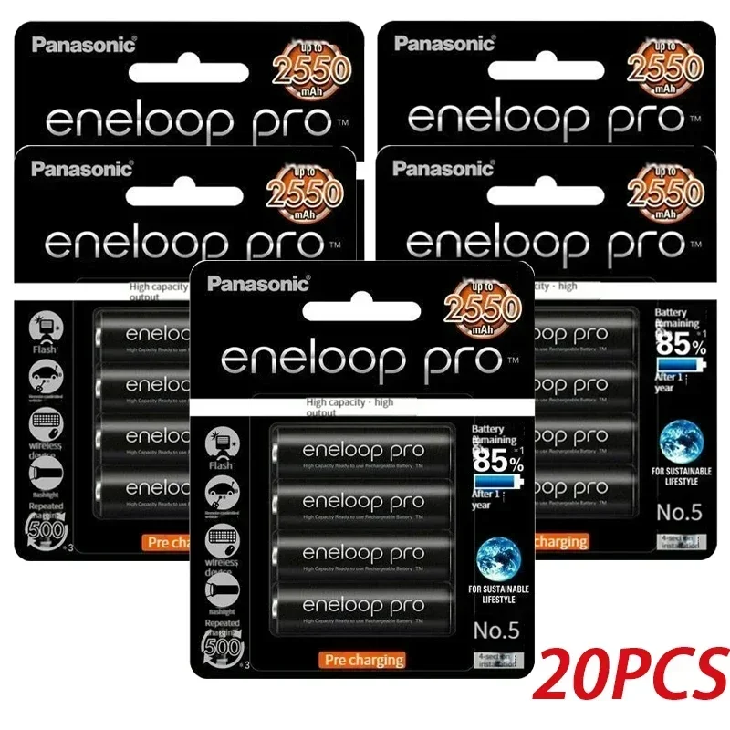 100% Panasonic Eneloop Originele Batterij Pro AA 2550mAh 1.2V NI-MH Camera Zaklamp Speelgoed Vooraf Opgeladen Oplaadbare Batterijen