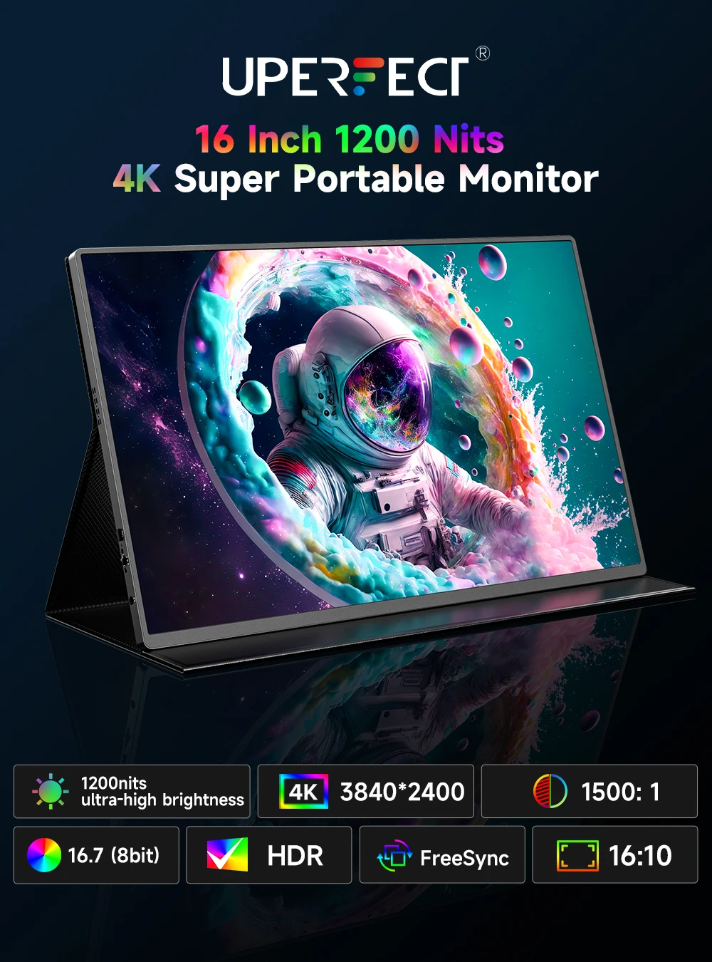 UPERFECT 4K ポータブルモニター 16インチ 1200nit Amazon.co.jp: UPERFECT モバイルモニター 4k 16インチ 1200nit 高輝度