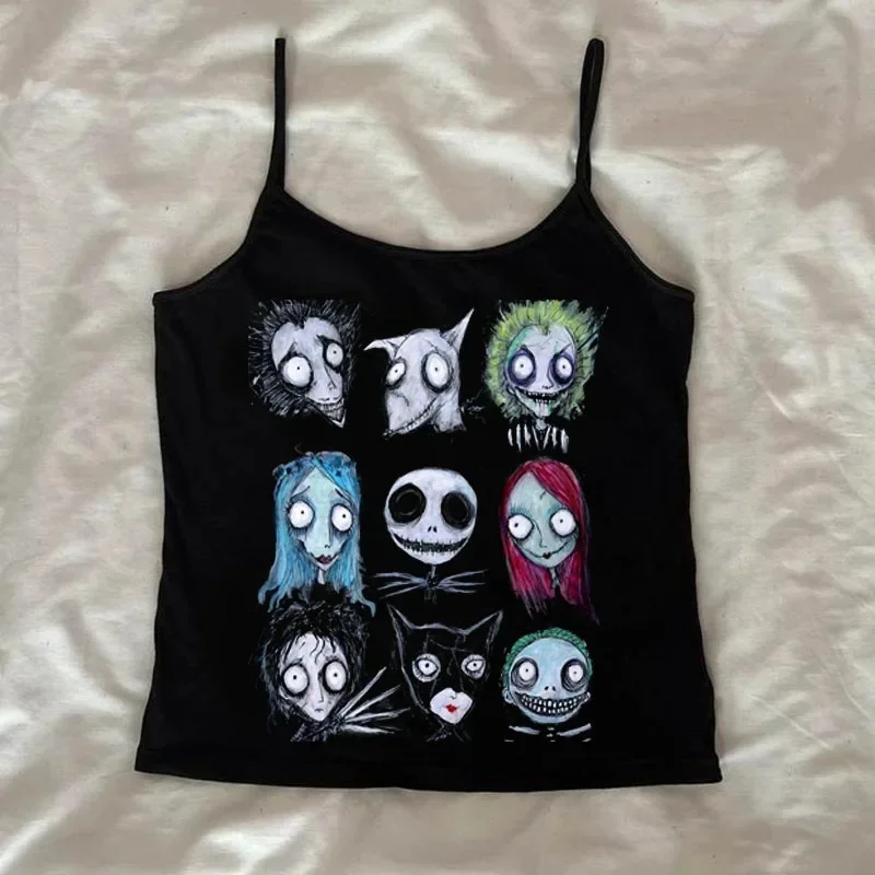 

2025 summer new Y2K clothing EMO girls retro streetwear ladies baby T-shirt vest dark style printed casual short sleeved T-shirt