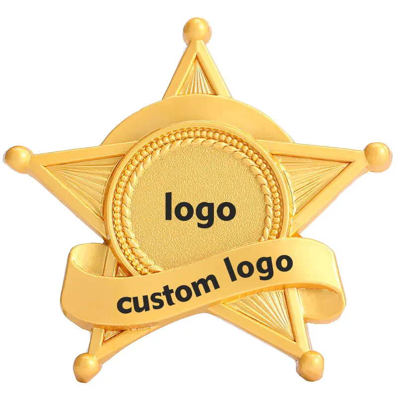 Manufacture Supplier Custom Pin Metal Star Wings Pin Badge Laser Engraving for Souvenir Badges