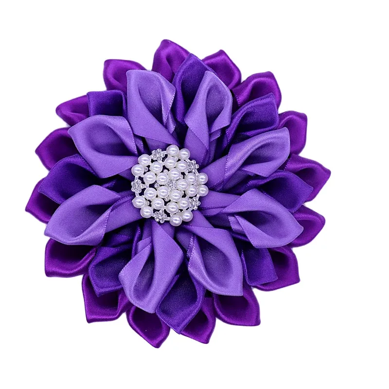 Sorority Events Great Gifts Solid Purple Flower Ribbon Corsage Pretty Detal Violet Brooch For Lady