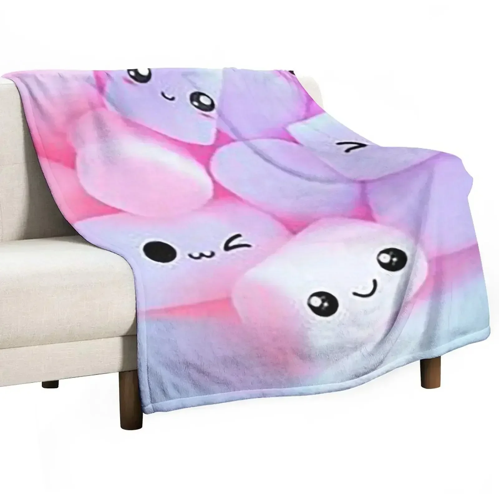 Funny marshmallow Throw Blanket Decorative Throw Thins anime Blankets