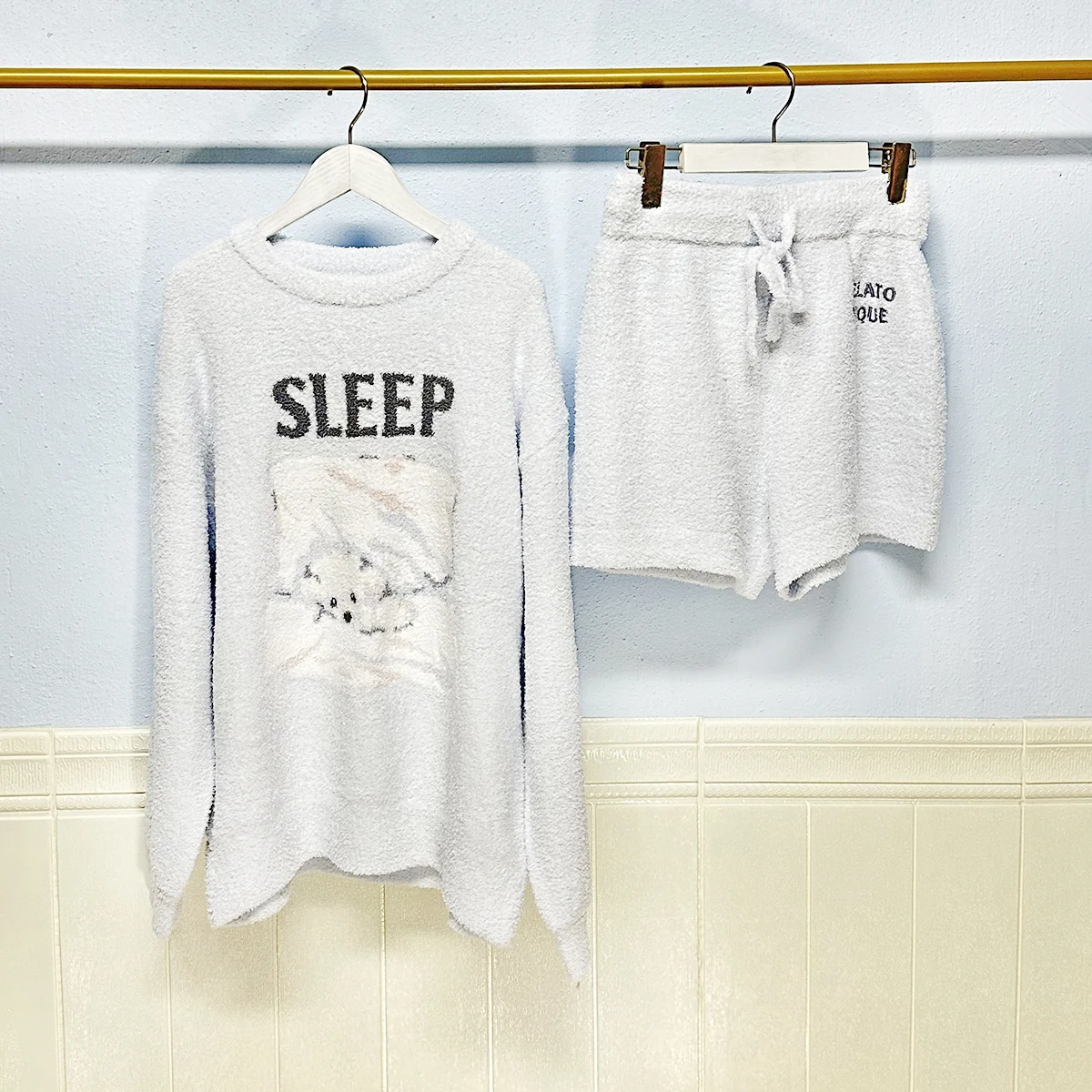 Japanese Winter Jammies Thick Room Wear Ladies Pajamas Set Cute Puppy Women Sleepwear Original Sweater Lounge Wear