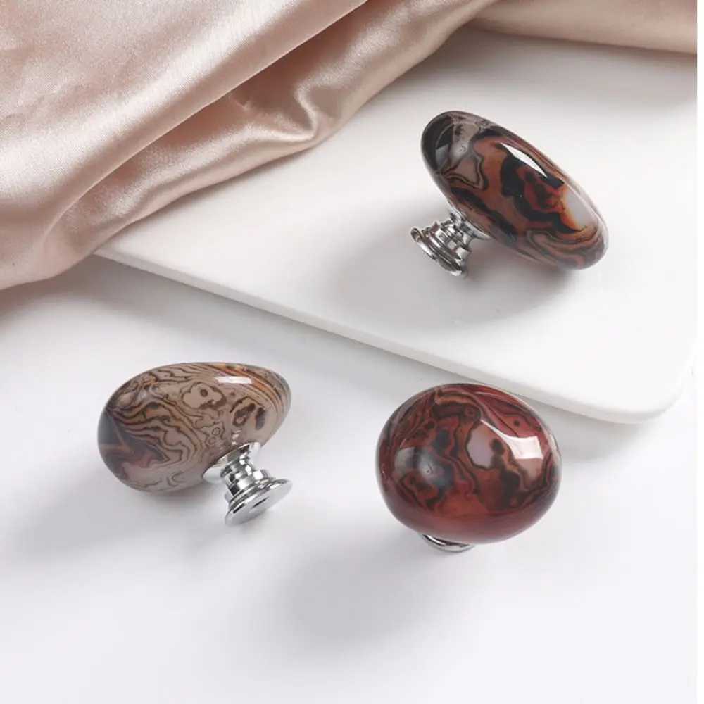 دائم العقيق حجر خزانة مقبض ثقب واحد سبيكة قاعدة خزانة تسحب حجر العقيق متعدد الألوان مقبض الباب خزانة المطبخ #4