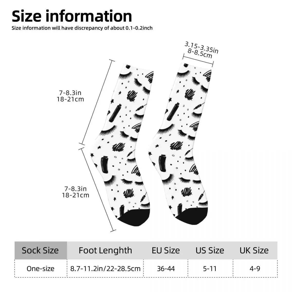 Kawaii Anime Make Up Eyelashl Socks Harajuku Sweat Absorbing Stockings All Season Long Socks for Man Woman Valentine's Day Gifts