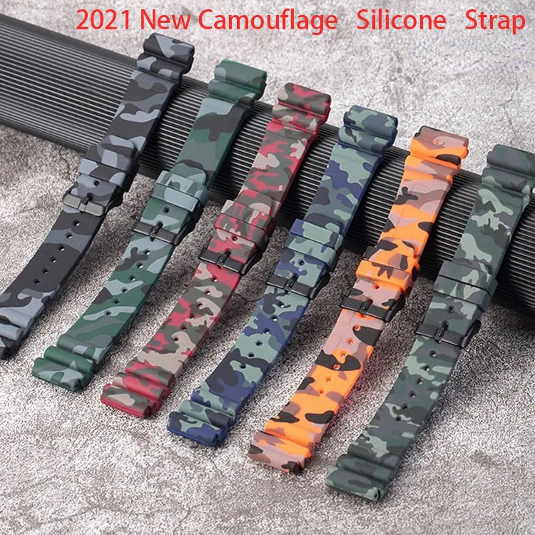 High Quality Soft Silicone Rubber Watch Band 22mm Waterproof Camouflage Rubber Watch Strap Bracelet Sport Watch Replacement Belt