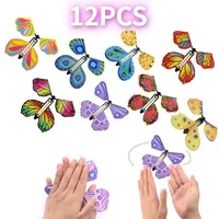 1-12Pcs Magic Wind Up Flying Butterfly in The Book Rubber Band Powered Magic Fairy Flying Toy Great Surpris Gift Party Favor