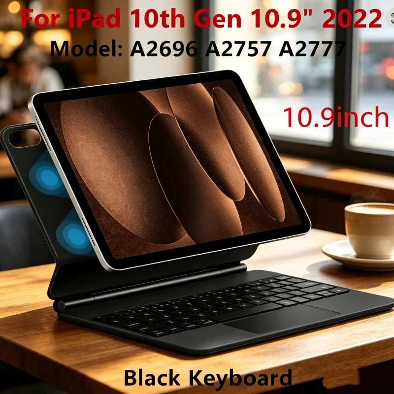 Large Trackpad Keyboard Case for iPad 10th Gen 10.9 A2696 A2757 A2777, Two-Finger Scroll, Backlit