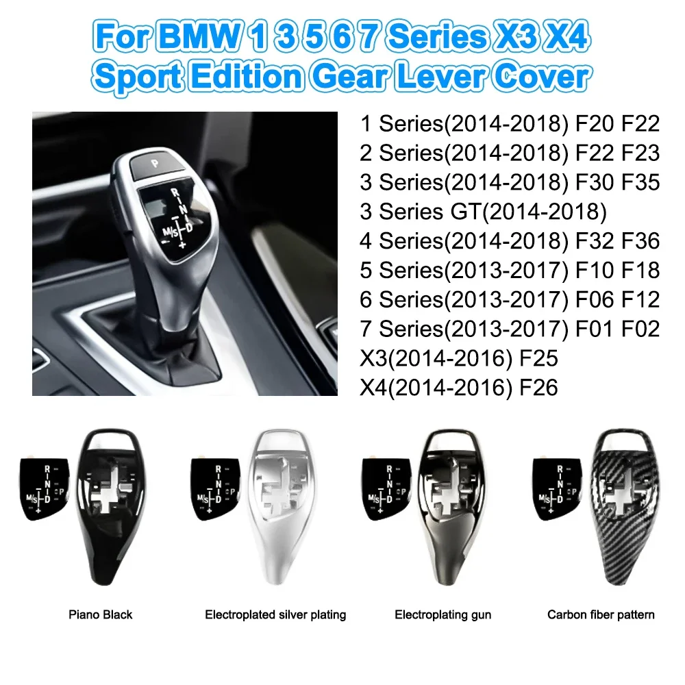 

Car Gear Shift Lever Knob Cover LHD RHD ABS Gloss Black For BMW 3 4 5 6 7 Series F30 F31 F35 F11 F18 F10 F25 F06 F07 F32 F02