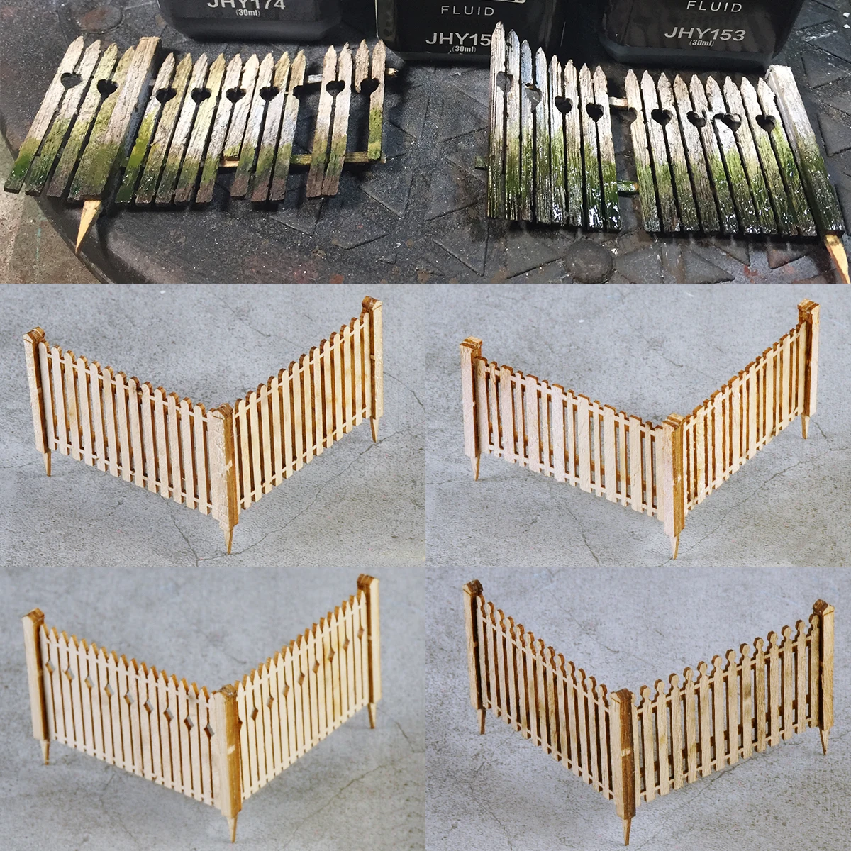 

1/35 Scale model kit Building construction wood hedge fence corral diorama models 4 pcs