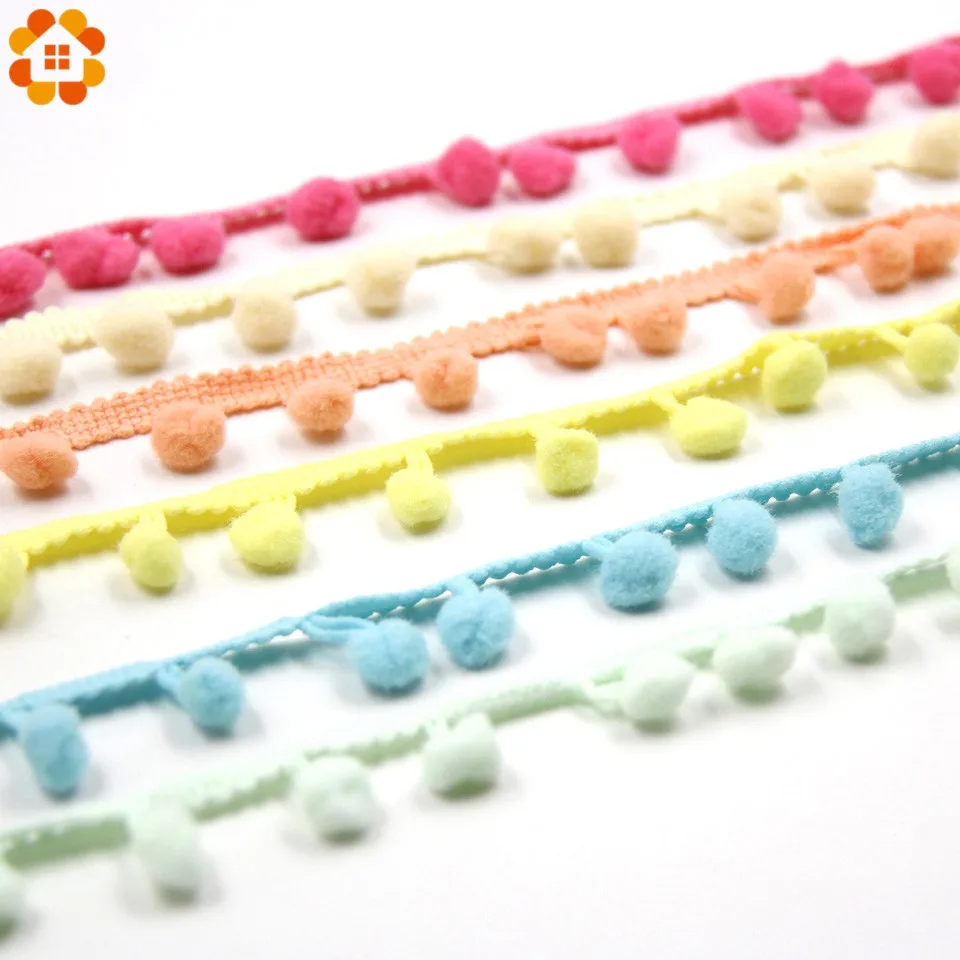 5Yards/Lot  Hot Sale 10MM Pom Pom Trim Ball Fringe Ribbon DIY Sewing Accessory Lace 17 Colors  For Home Party  Decoration