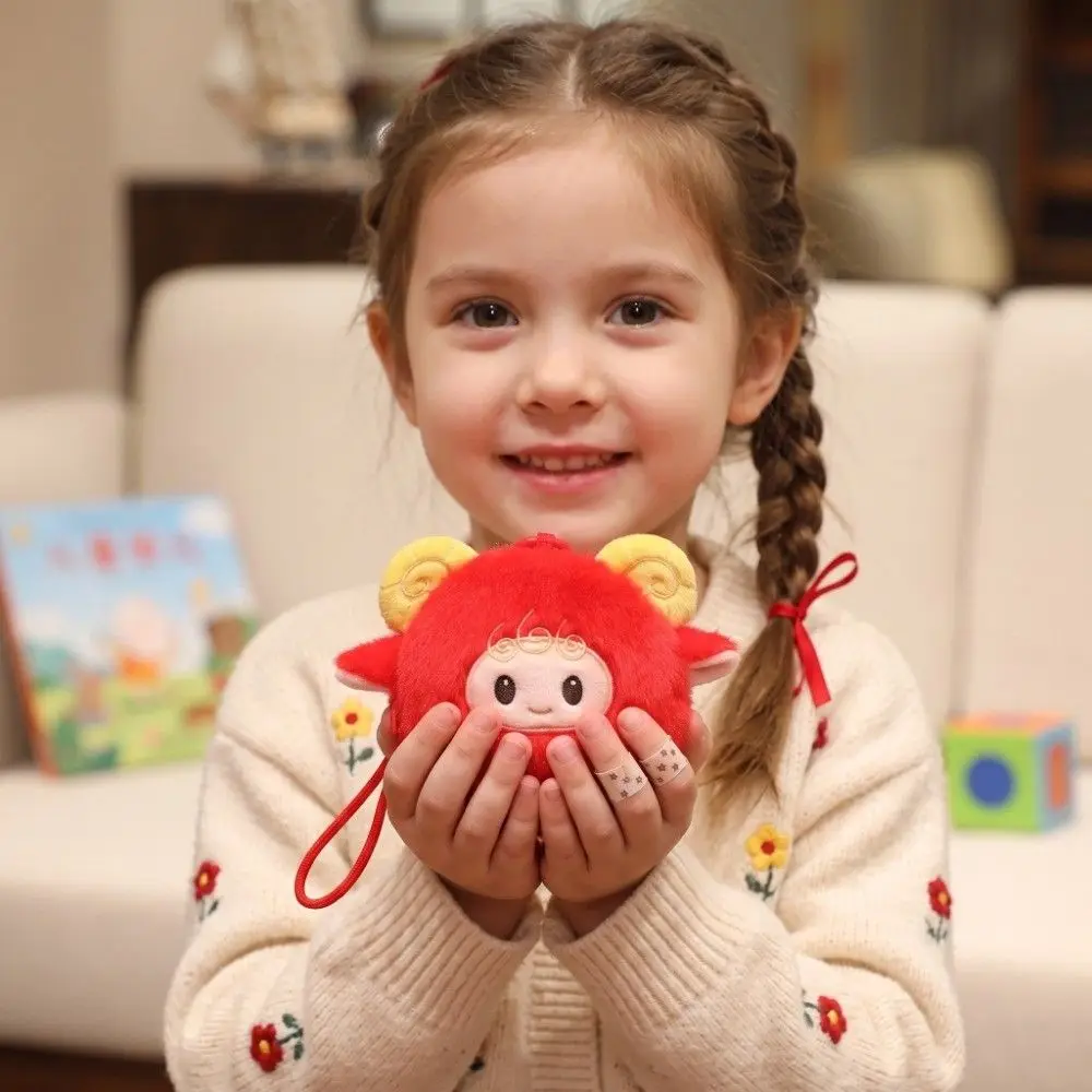 Soft Plush Sheep Plush Mascot Mini Size With Tassel Zodiac Coin Purse Zodiac Theme Vibrant Colors Lamb Plush Pendant