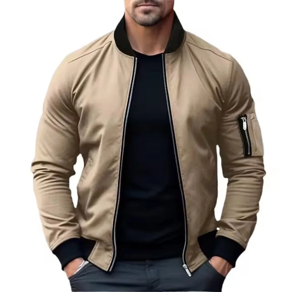 

New Jackets for Men Solid Color Bomber Jacket Coat Business Male Coats Windbreaker Mens Zipper Korean Basic Streetwear Tops