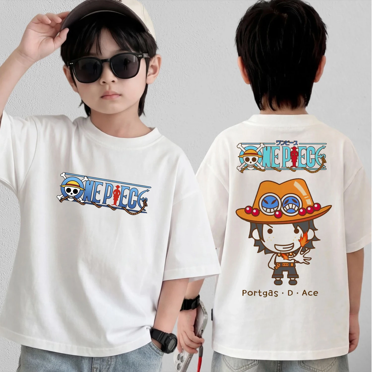 

One Piece Cute Chibi Character Print Cotton T-Shirt Men Women Family Clothes 2026 Summer Short-Sleeve Casual Streetwear Tee Tops