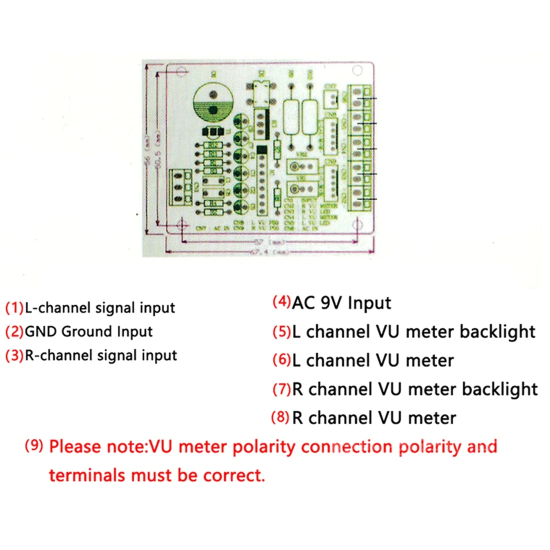 ABSQ-DC 9-12V VU nivel Audio medidor placa controladora DB medidor de nivel amplificador IC BA6138 placa de circuito de doble cara