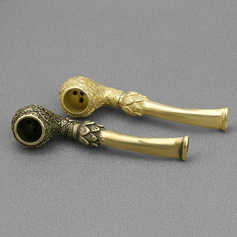 Antique Hand-carved Carp Brass Pipe Copper Cigarette Holder Figurines Miniatures Tobacco Pipe Ornaments Creative Home Decoration