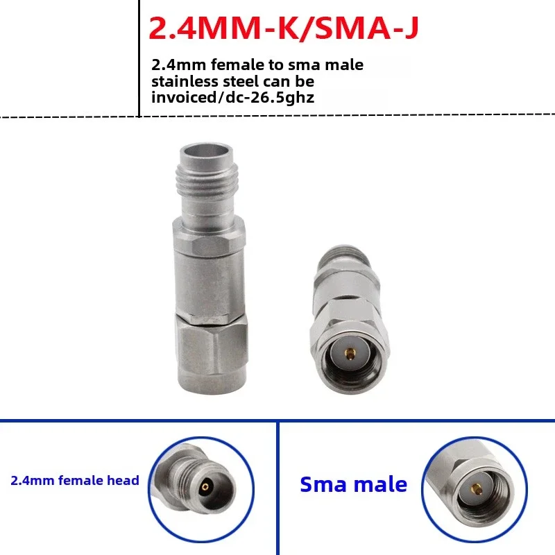 

2.4MM female to SMA male millimeter wave high frequency adapter 26.5GHZ stainless steel test head