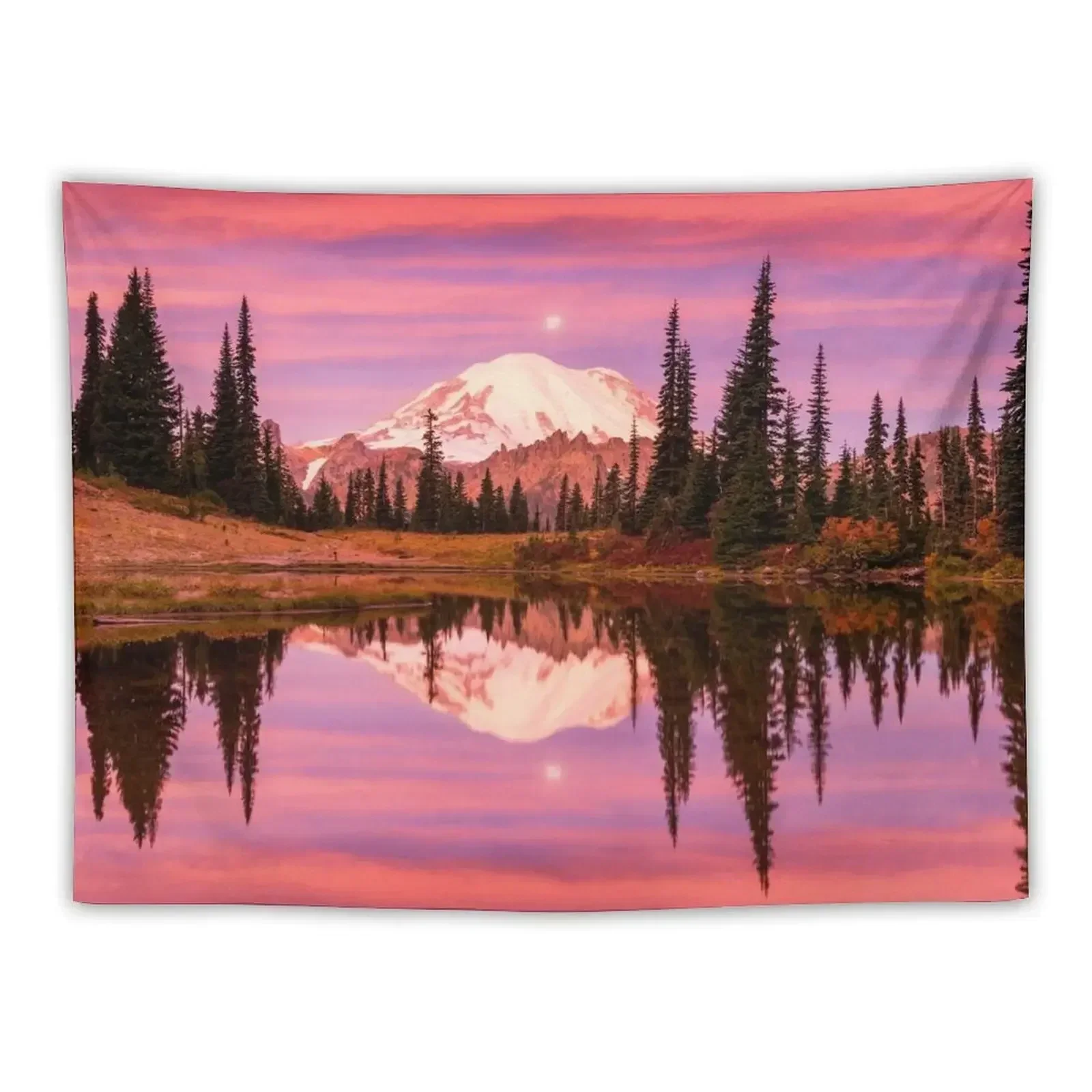 Mt. Rainier Reflecting in Tipsoo Lake at Sunrise, Mt. Rainier National Park, Washington, USA Tapestry