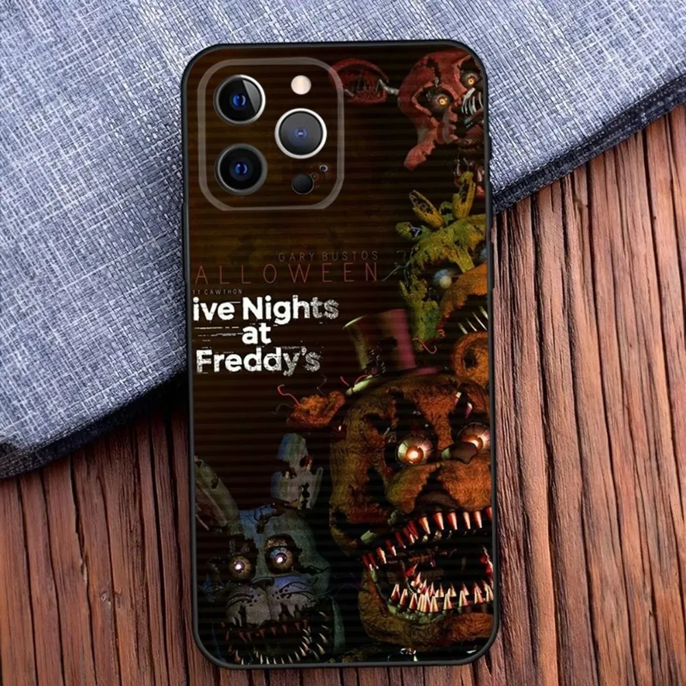 Fnaf F-Five-nights-At-Freddys Phone Case For iPhone 16,15,14,13,12,11,Pro,X,XS,Max,XR,Plus,Mini Black Soft Silicone Case