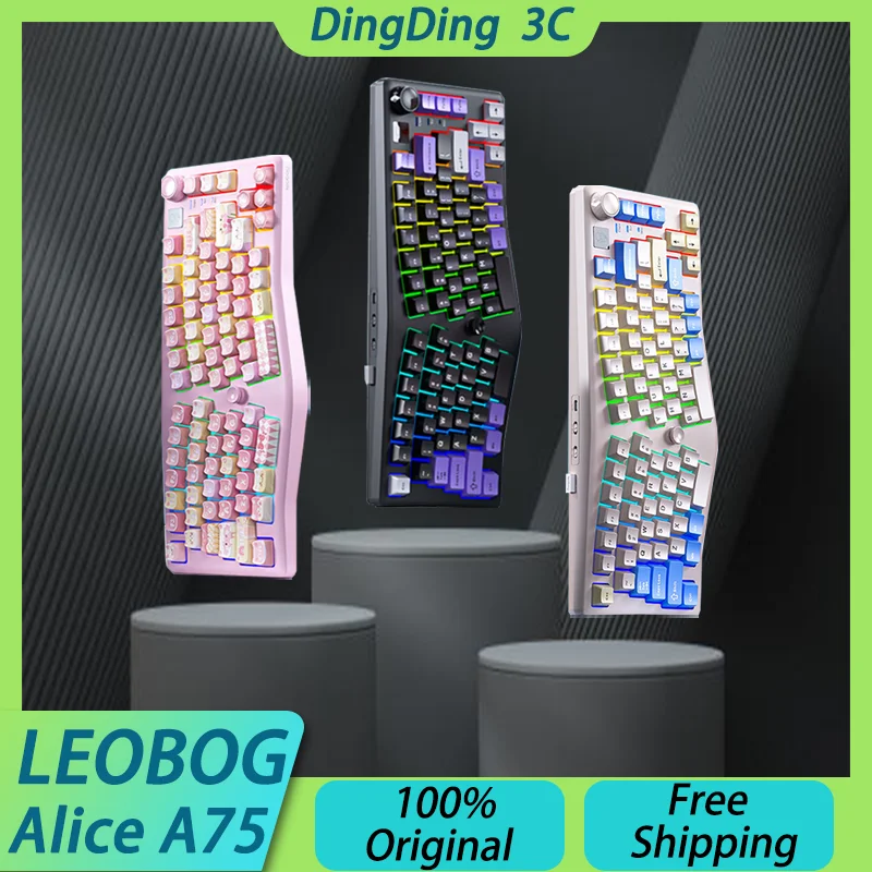 LEOBOG A75 Tri-mode Mechanical Keyboard Custom 75% Alice Wireless Bluetooth Ergonomics TOP Structure Hot Swap RGB Win Mac Linux