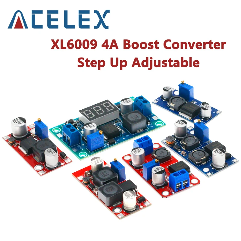 XL6009 4A Boost Converter Step Up Adjustable 15W 5-32V to 5-50V DC-DC Power Supply Module High Performance Low Ripple