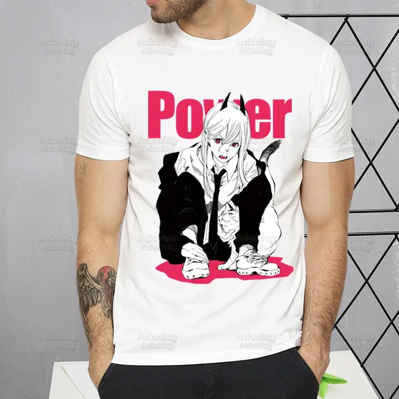 Chainsaw Man  Anime Printing Street Style Casual Short Sleeve Men Makima PochitaT Shirt Loose O-neck Tshirt Male Cartoon T-shirt