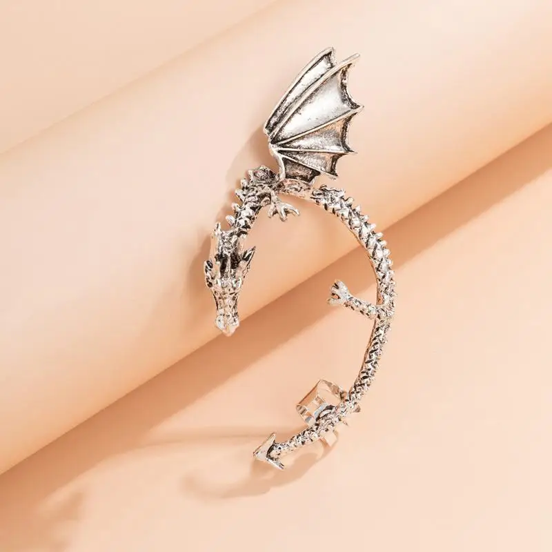 Punk Dragon Ear Clip Women\'s Retro Earrings No Piercing Ear Cuff Goth Halloween Earcuff Vintage Dragon Shape Earings Jewelry