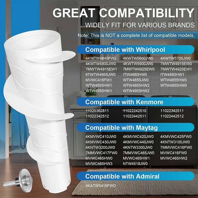W10836692 AP5988691 Washing Machine Upper Agitator Compatible with Whirlpool Kenmore Maytag Top Load Washers, with Nut
