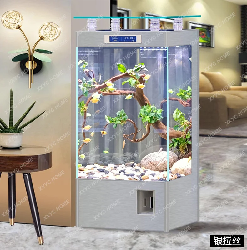 Ultra-white Glass Fish Tank Living Room Small Floor-to-ceiling Vertical Goldfish Tank Aquarium