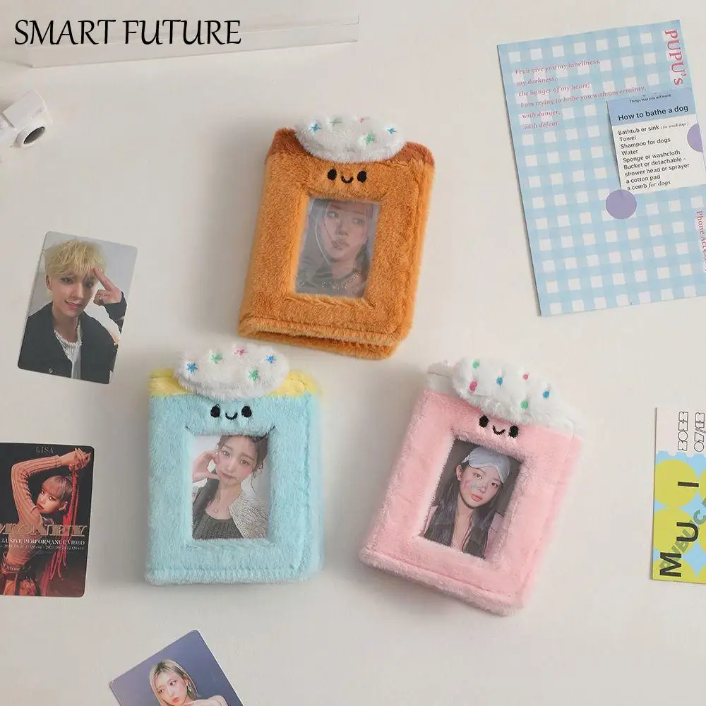 

Plush Cartoon Plush Photocard Holder PVC 3 Inch Idol Photo Album Kawaii 1 Grids Photocards Collect Volume Student