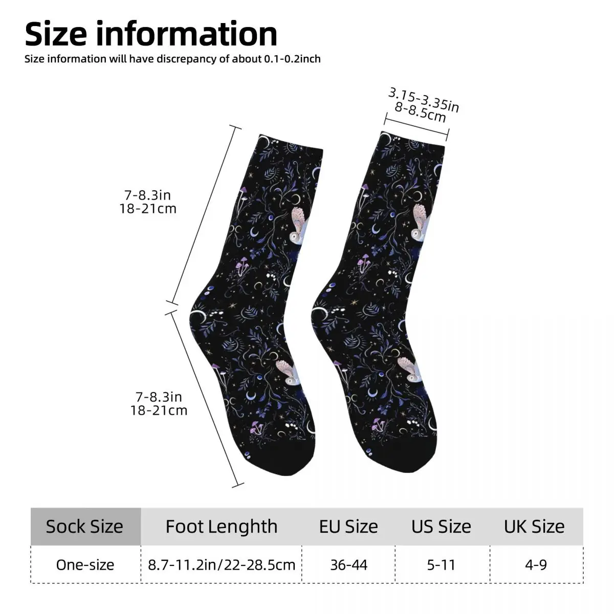 Happy Men's Socks Owl Moonlight Vintage Harajuku Floral Animal Hip Hop Novelty Pattern Crew Crazy Sock Gift Printed