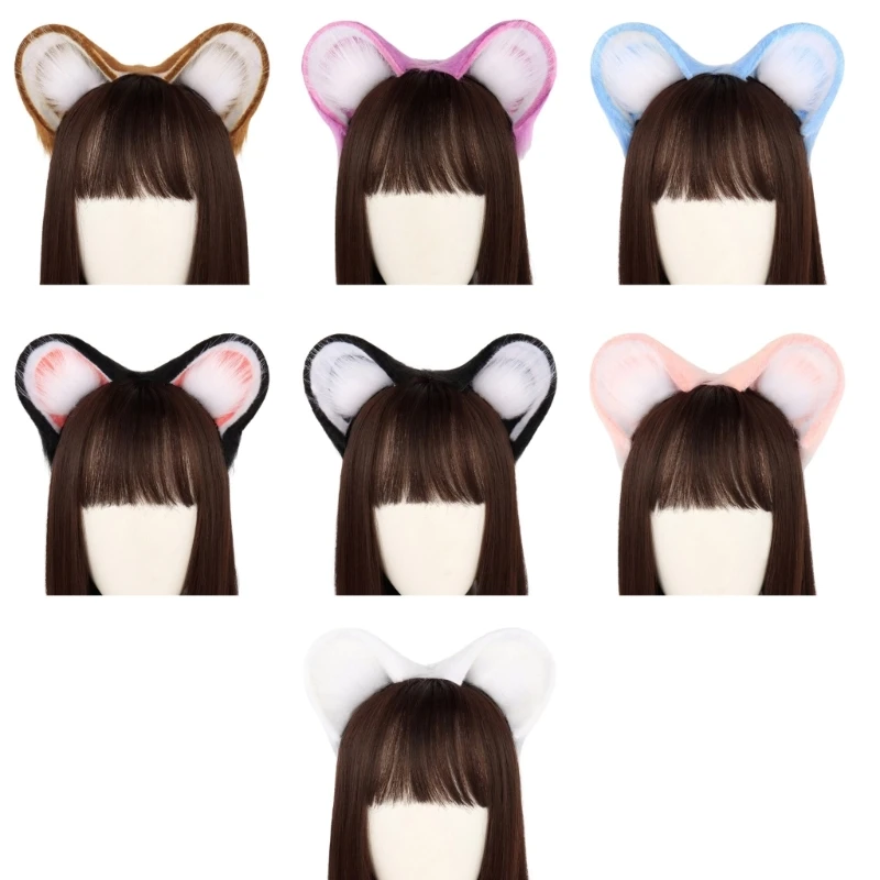 

Women Faux Furs Animal Ear Headband Teen Girls Carnival Photography Plush Hairband Adult Anime Cosplay Headpiece for Role Play