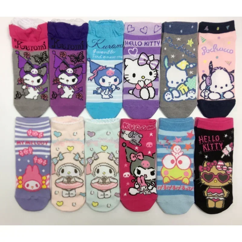 10st Pack Echte Sanrio Kinderen Jeugd Katoenen Sokken Kuromi Katoen Leuke Mode Kinderen Meisjes