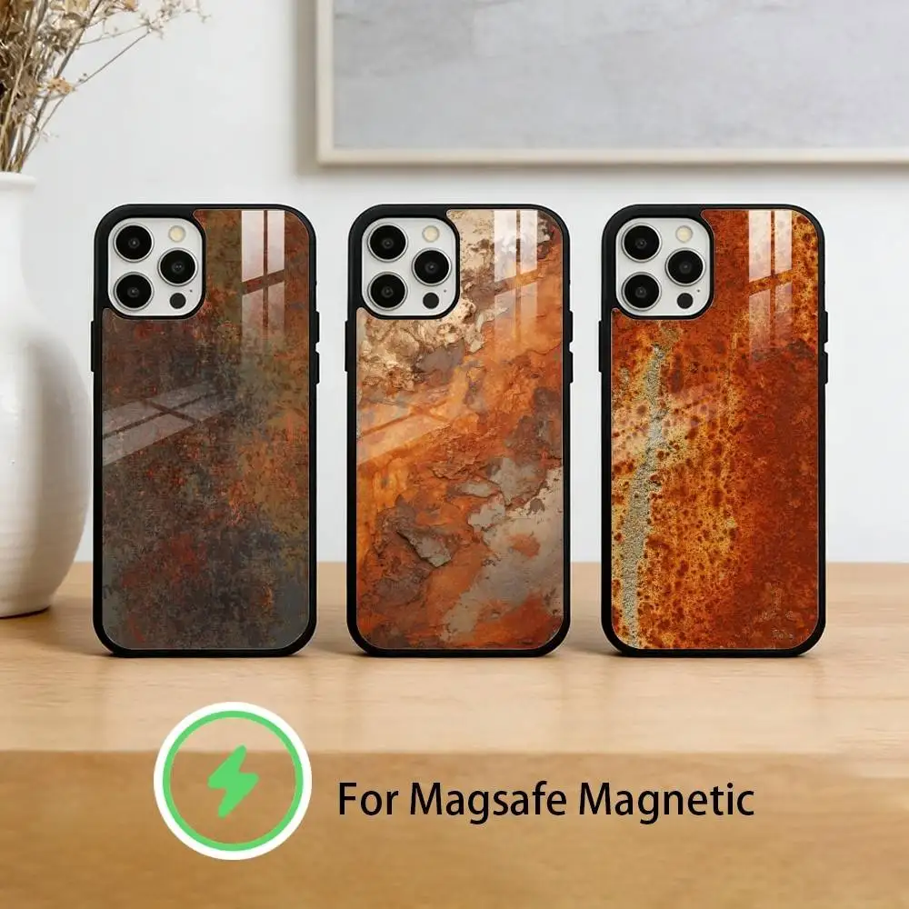 Retro Rust D-Design Phone Case For iPhone 17/16/15/14/13/12/Plus/Pro/Max for Magnetic Wireless Charging
