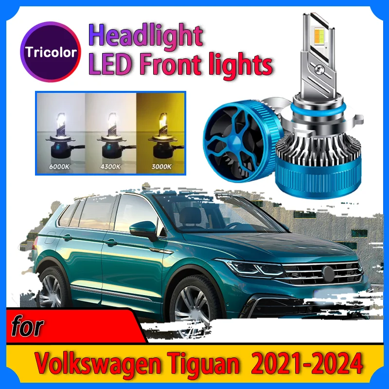 Voor Volkswagen Tiguan 2021-2024 Plug En Play Led Koplamp Gemodificeerde Lamp Sterk Wit Licht Drie Kleur Aanpassing Auto-onderdelen