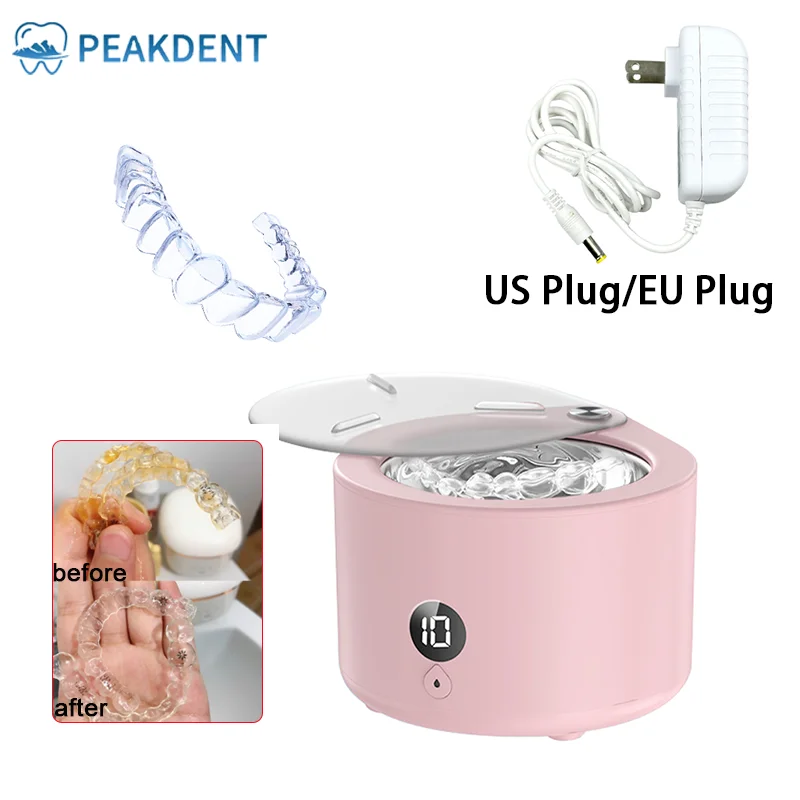 Ultrasonic Cleaner Dental Retainers Dentures Bath Pulsating Cleaning Machine For Jewelry False Teeth Aligner Retainer