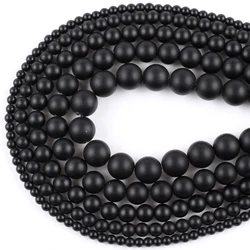 8mm Dull Polished Matte Black Onyx Agate Stone Beads For Jewelry Making Diy Bracelets Necklace 15inches