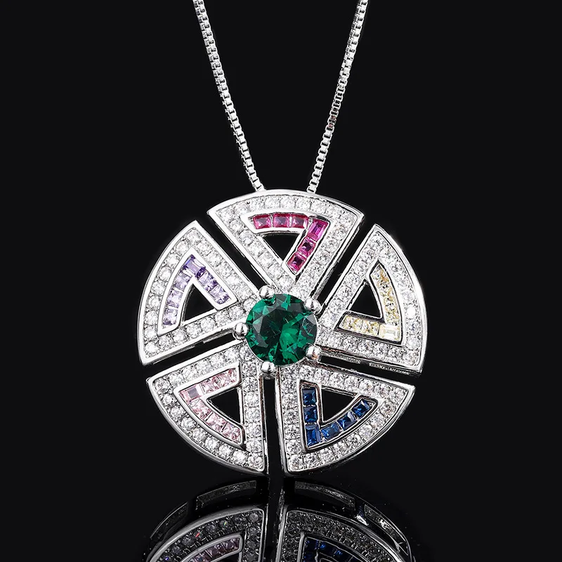 

New Hot Selling Full Diamond Necklace for Women Original Design Personality Clavicle Chain Bohemian Style Colorful Diamond Penda