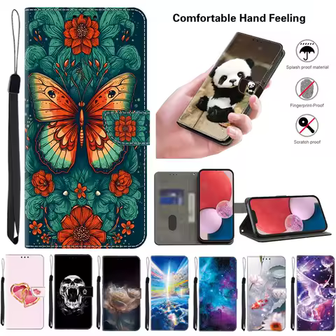 3D Painted Patterns Wallet Flip Leather For Samsung Galaxy S25 S24 S23 S22 S21 S20 Plus Ultra FE EDGE 4G/5G Case