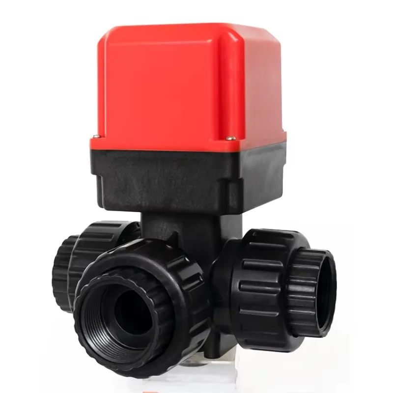 

DN25-50 3-way Valve PPO Three Way Ball Valve Works Stop Cock Elbow Electric Auto Three-way PVC Shipping Free DC24V AC220V L Type