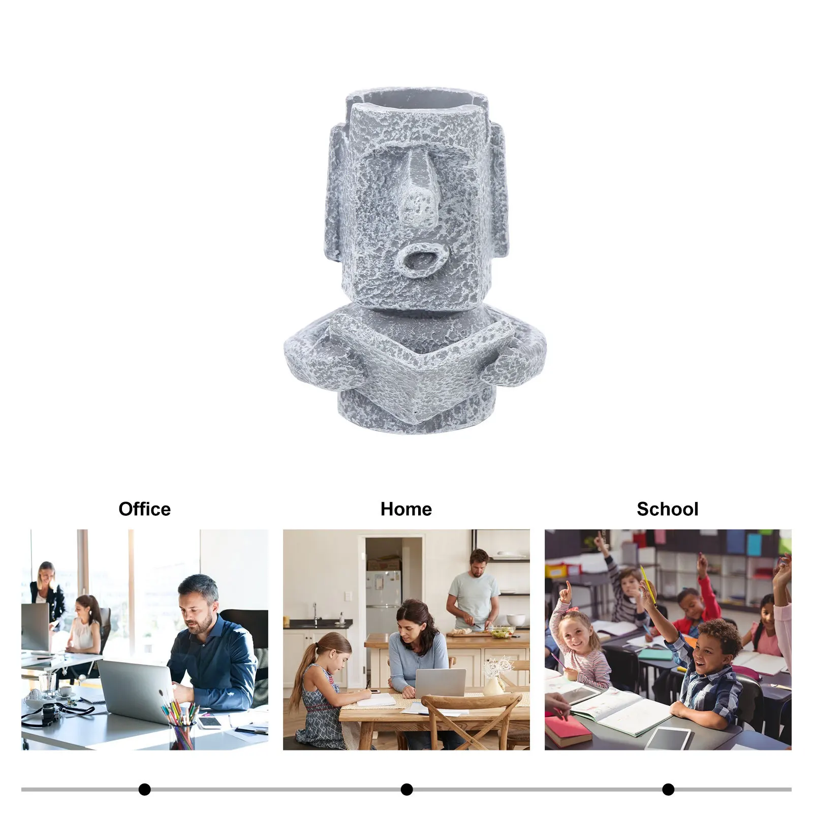

Moai Statue Resin Pen Holder Creative Pencil Organizer Desktop Storage Glasses Holder Office Home Desk Decoration
