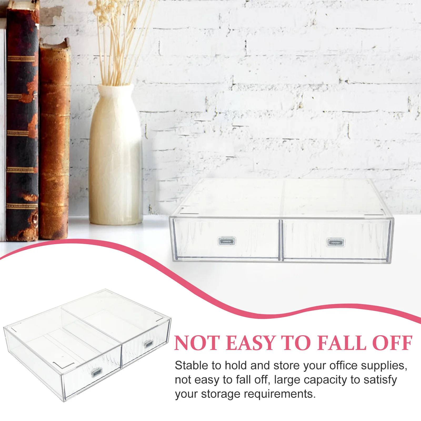 صندوق منظم لدرج تخزين سطح المكتب منظم مكتب بلاستيكي للوازم المكتبية سعة كبيرة لتوفير المساحة لتخزين الملفات #5