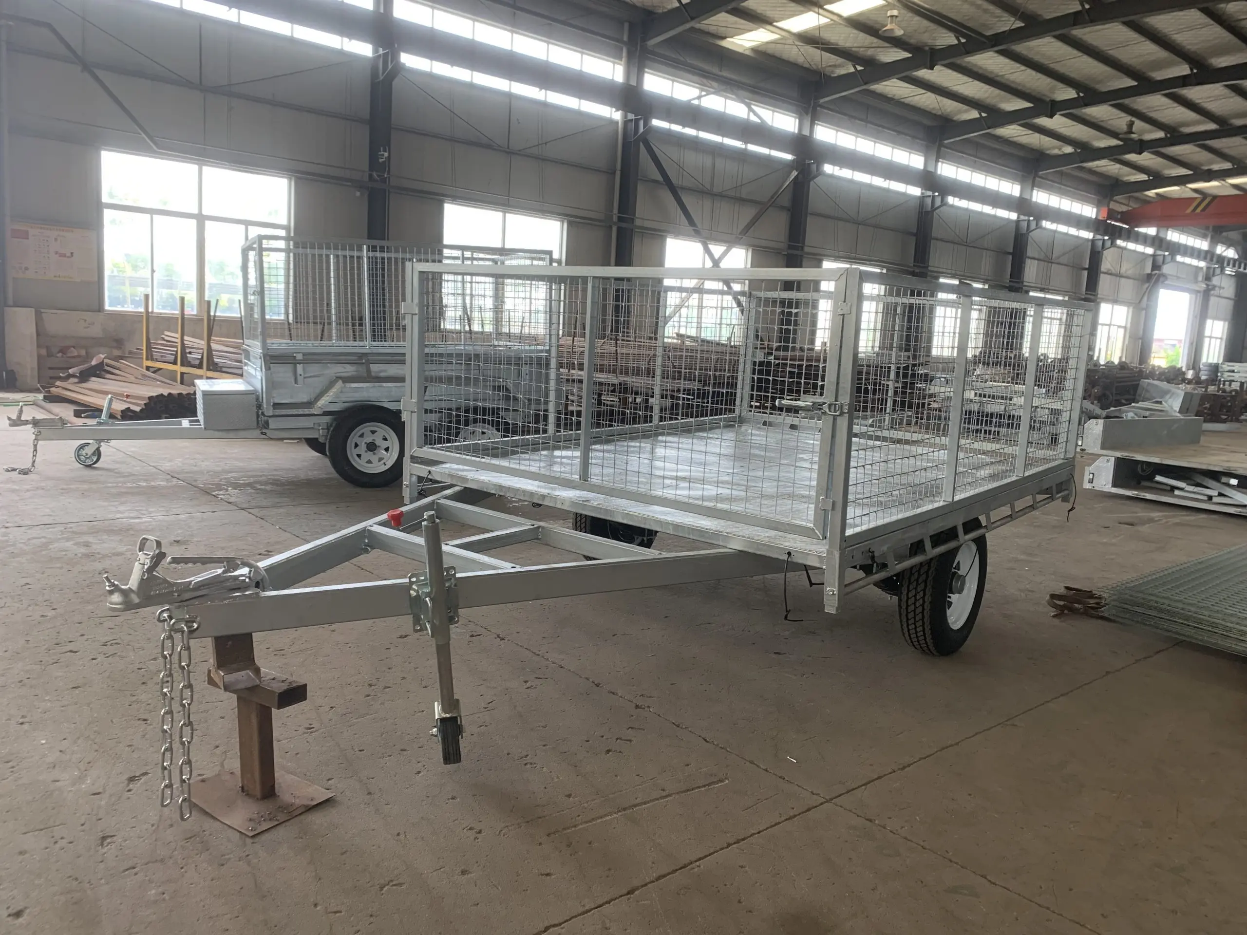 مقطورات قفص مجلفنة ذات محور واحد مقطورات مقاس 8 × 5 أقدام مع مقطورات شحن صندوق القفص