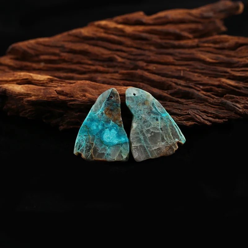 

AAA+Artisan-Crafted Nugget Chrysocolla Earring Beads, Handmade Natural stones beads, Polished Stones for jewelry Making Supplies