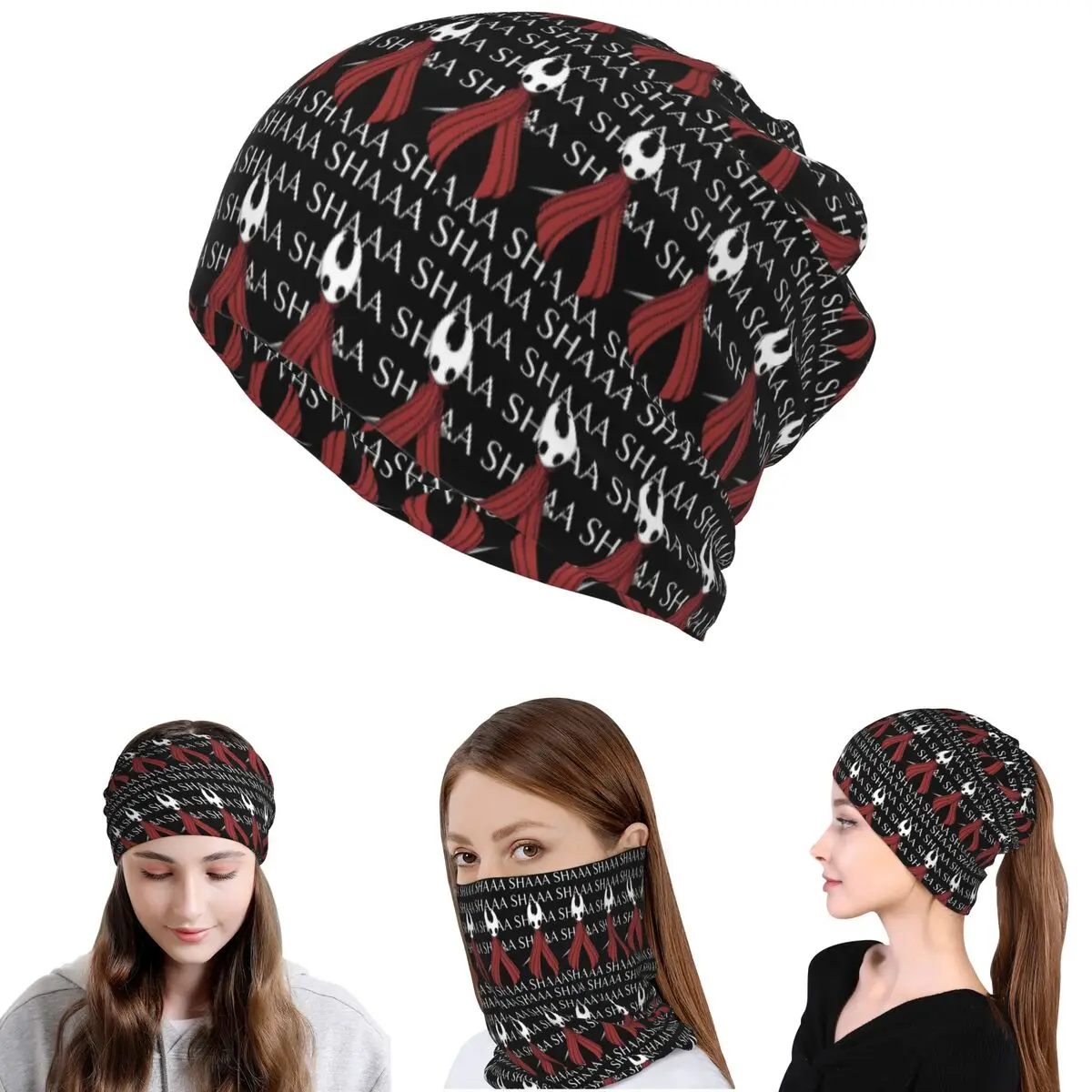 Hollow Knight Silksong Shaa Hornet Battle Cry Bandana Neck Gaiter Wrap Mask Scarf Cycling Scarf Beanies Hat for Adult All Season
