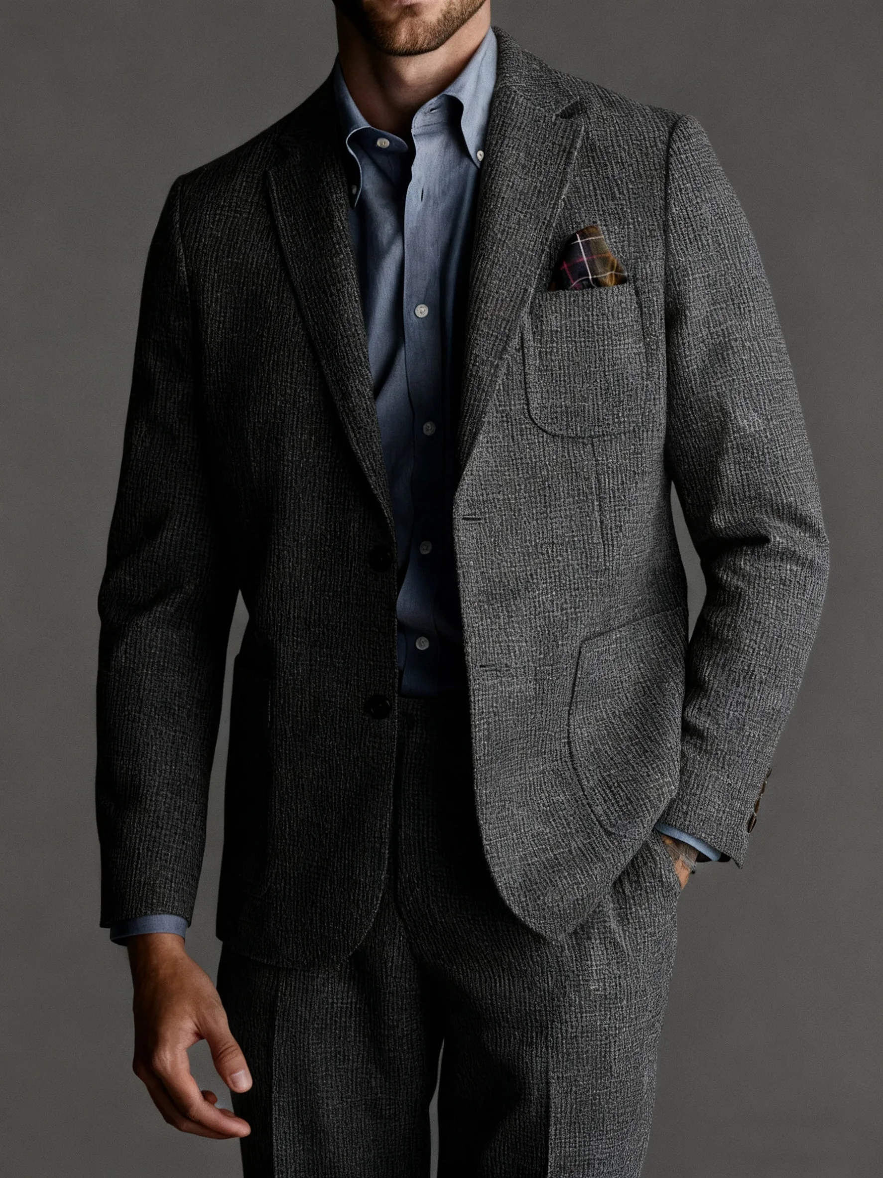 

Autumn Winter Men's Suit 2 piece Set （Jacket+Pants)Tailored suit jacket suit pants Black Men's business suit